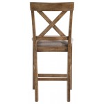 ACME Martha II Counter Height Chair (Set-2), Tan Linen & Weathered Oak