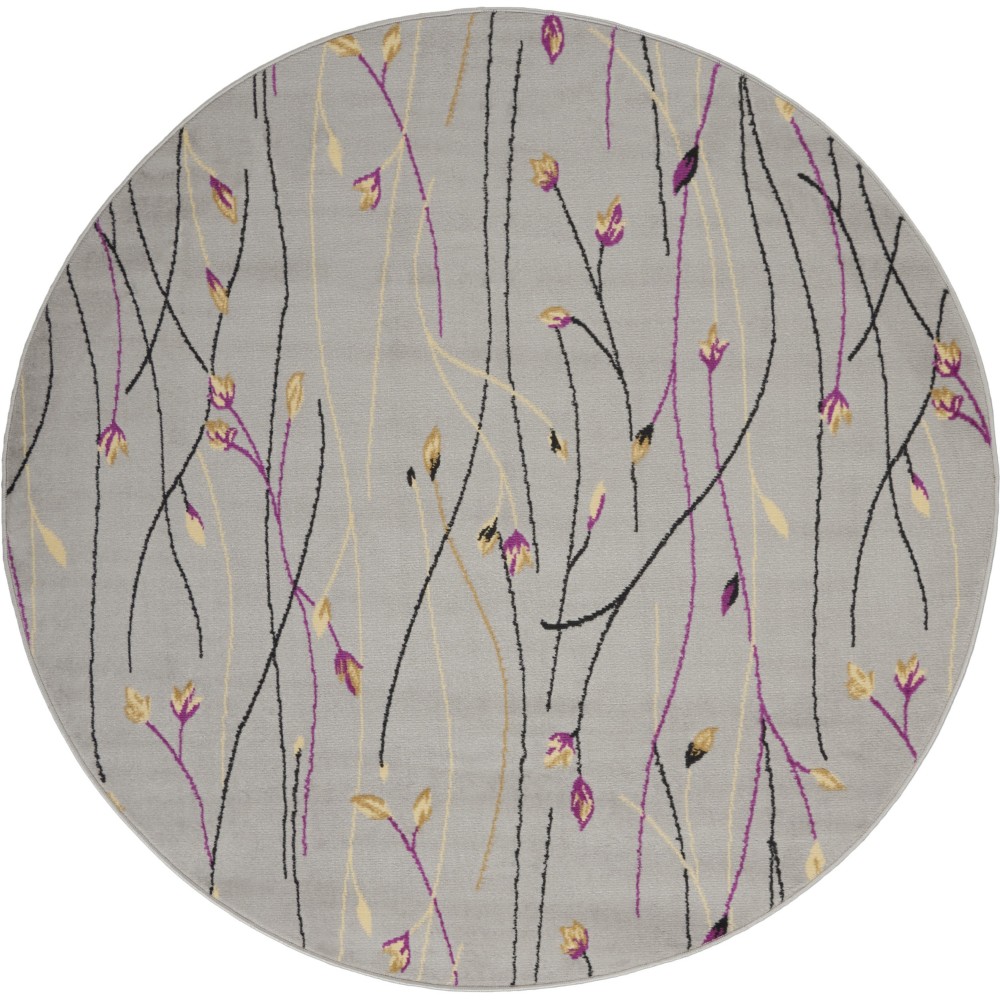 Nourison Grafix GRF15 Area Rug, Grey, 5'3" x Round Nourison Grafix GRF15 Area Rug, Grey, 5'3" x Round