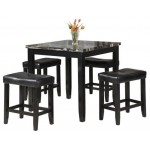 ACME Blythe 5Pc Pack Counter Height Set, Faux Marble & Black