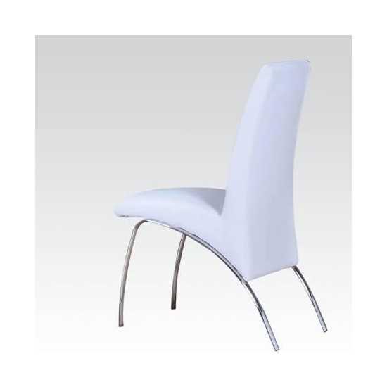 ACME Pervis Side Chair (Set-2), White PU & Chrome
