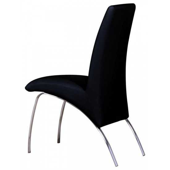 ACME Pervis Side Chair (Set-2), Black PU & Chrome