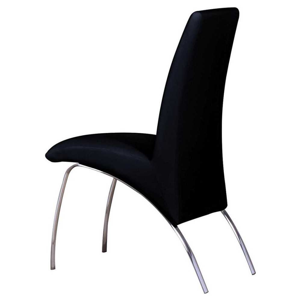 ACME Pervis Side Chair (Set-2), Black PU & Chrome