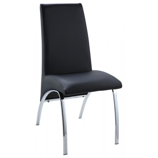 ACME Pervis Side Chair (Set-2), Black PU & Chrome