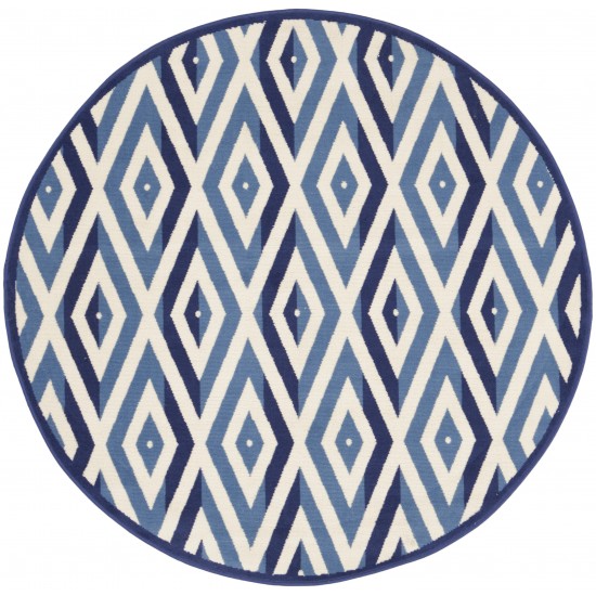 Nourison Grafix GRF18 Area Rug, White/Blue, 5'3" x Round