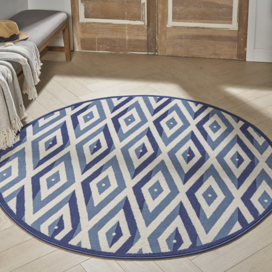 Nourison Grafix GRF18 Area Rug, White/Blue, 5'3" x Round