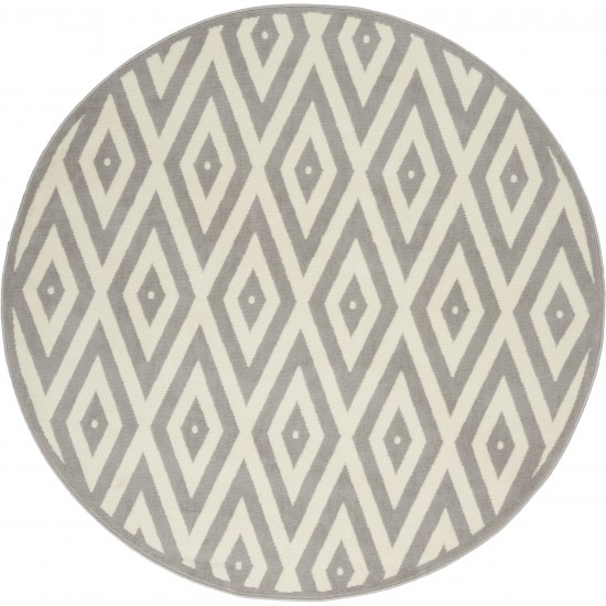 Nourison Grafix GRF18 Area Rug, White/Grey, 5'3" x Round