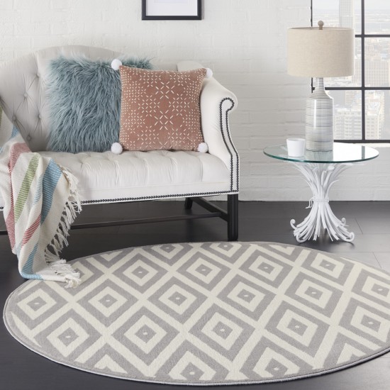 Nourison Grafix GRF18 Area Rug, White/Grey, 5'3" x Round