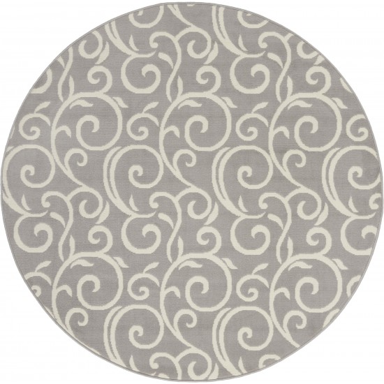 Nourison Grafix GRF19 Area Rug, Grey, 5'3" x Round