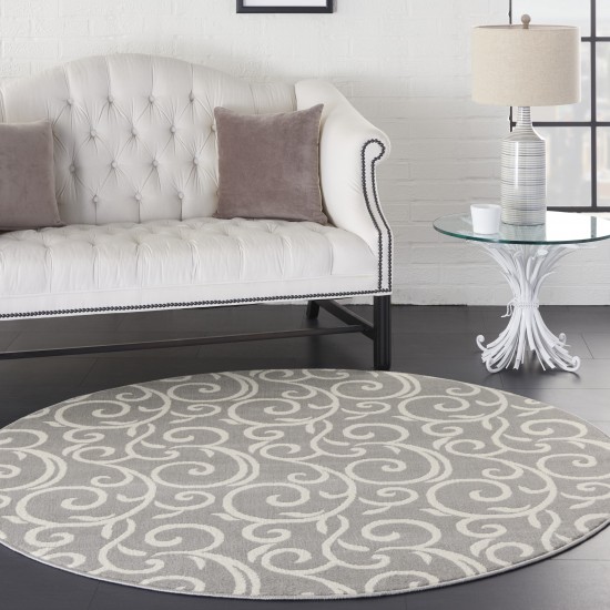 Nourison Grafix GRF19 Area Rug, Grey, 5'3" x Round