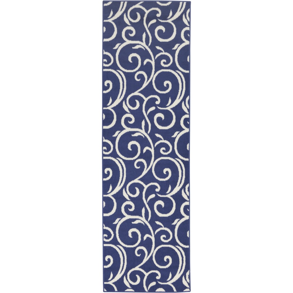 Nourison Grafix GRF19 Runner Rug, Navy, 2'3" x 7'6"