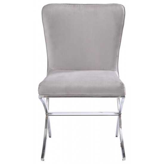 ACME Daire Side Chair (Set-2), Velvet & Chrome