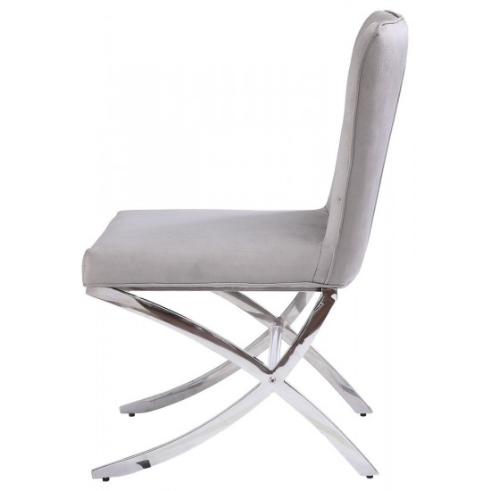 ACME Daire Side Chair (Set-2), Velvet & Chrome