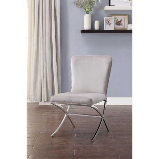 ACME Daire Side Chair (Set-2), Velvet & Chrome