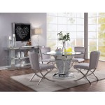 ACME Noralie Dining Table, Mirrored, Faux Diamonds & Clear Glass