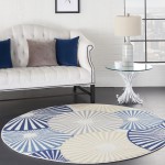 Nourison Grafix GRF20 Area Rug, White, 5'3" x Round