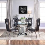 ACME Noralie Dining Table, Mirrored, Faux Diamonds & Clear Glass