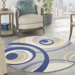 Nourison Grafix GRF21 Area Rug, Grey, 5'3" x Round