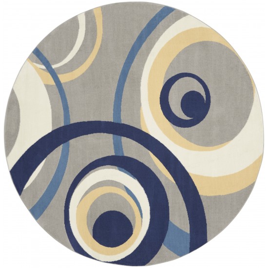 Nourison Grafix GRF21 Area Rug, Grey, 8' x Round