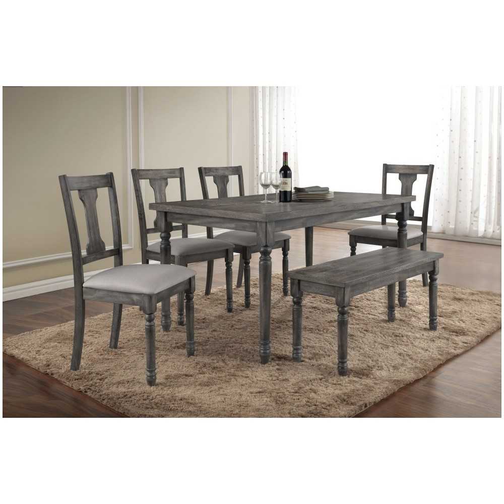 ACME Wallace Dining Table, Weathered Gray ACME Wallace Dining Table, Weathered Gray