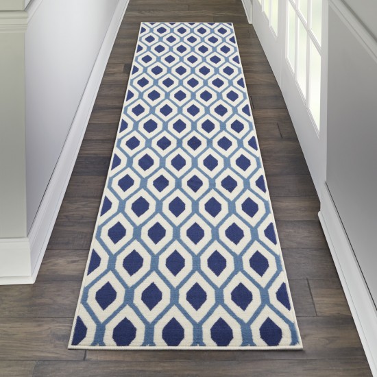 Nourison Grafix GRF22 Runner Rug, White/Navy, 2'3" x 7'6"