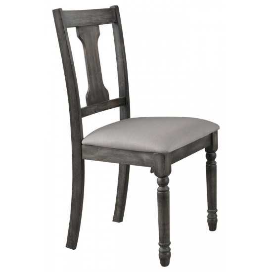 ACME Wallace Side Chair (Set-2), Tan Linen & Weathered Gray