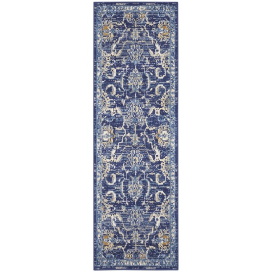 Nourison Grafix GRF24 Area Rug, Navy, 2'3" x 7'6"