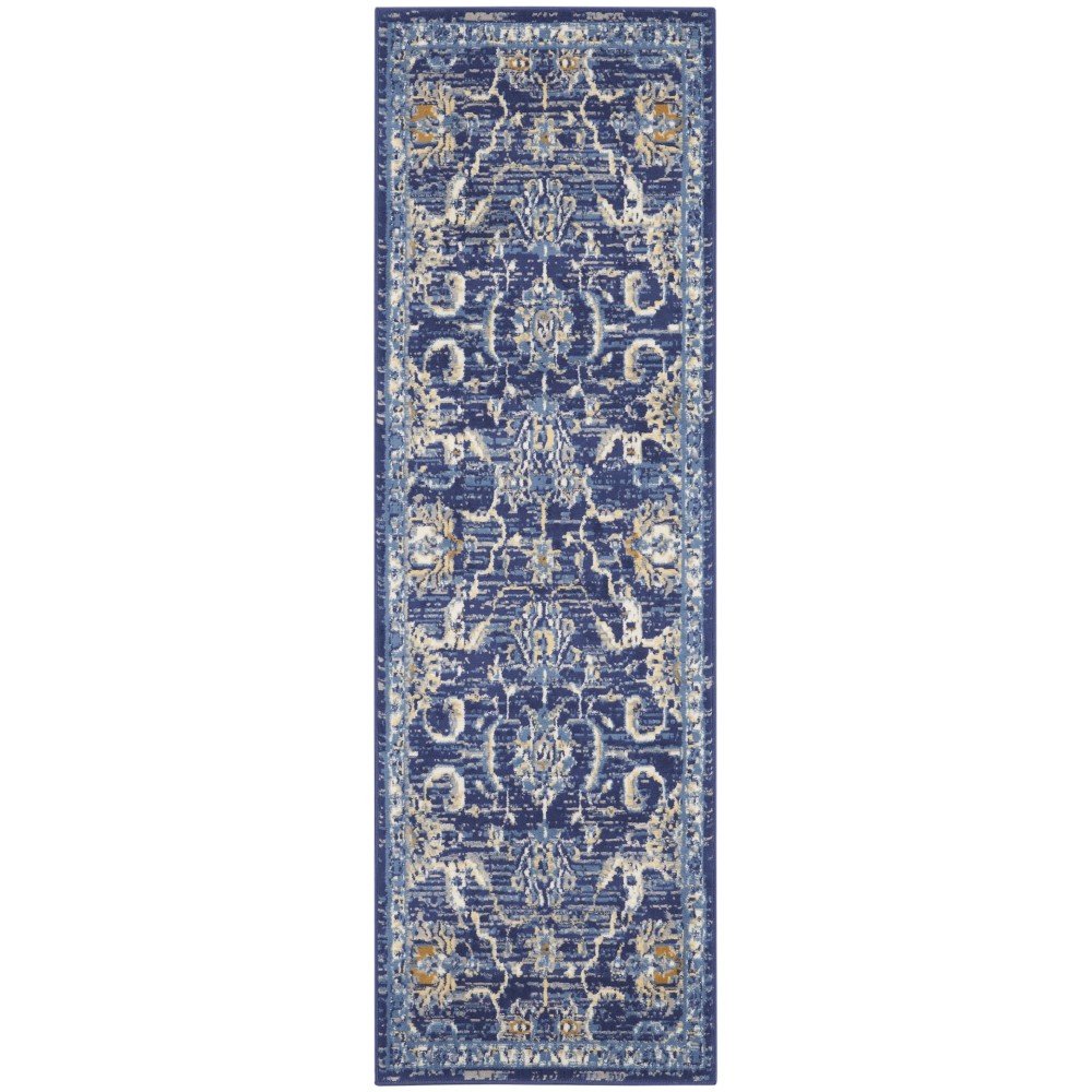 Nourison Grafix GRF24 Area Rug, Navy, 2'3" x 7'6"