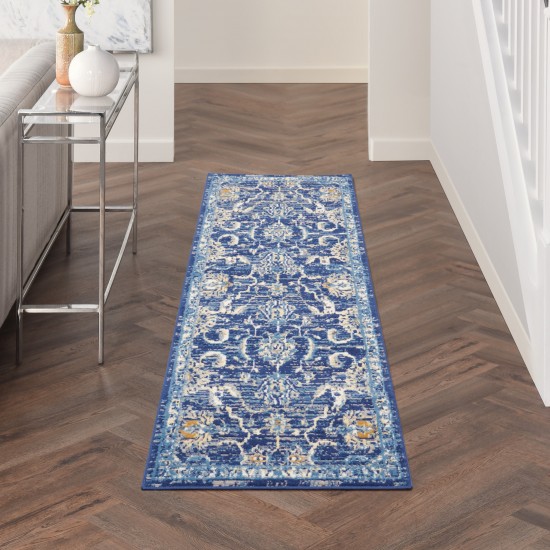 Nourison Grafix GRF24 Area Rug, Navy, 2'3" x 7'6"