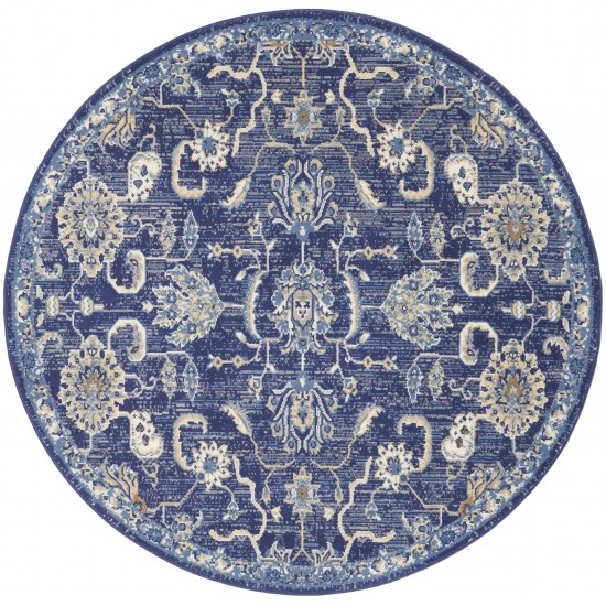 Nourison Grafix GRF24 Area Rug, Navy, 5'3" Round