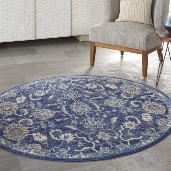 Nourison Grafix GRF24 Area Rug, Navy, 5'3" Round