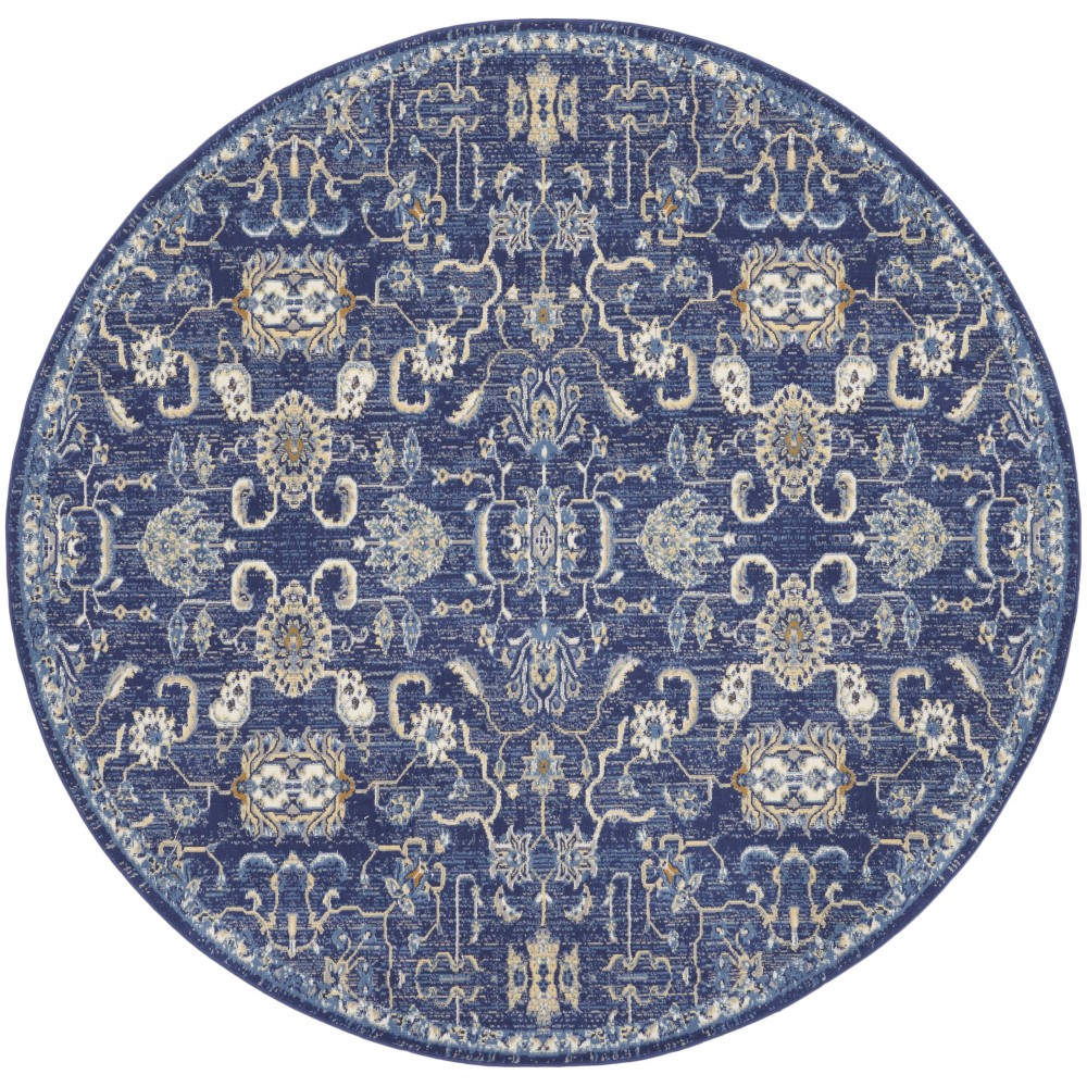 Nourison Grafix GRF24 Area Rug, Navy, 8' x Round