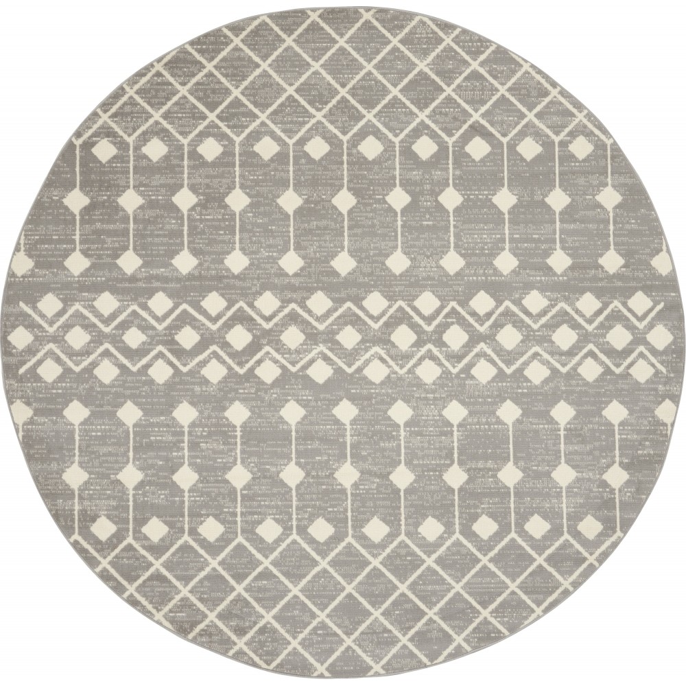 Nourison Grafix GRF37 Area Rug, Grey, 5'3" x Round