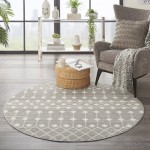 Nourison Grafix GRF37 Area Rug, Grey, 5'3" x Round