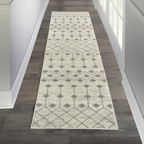 Nourison Grafix GRF37 Runner Rug, Ivory/Grey, 2'3" x 12'