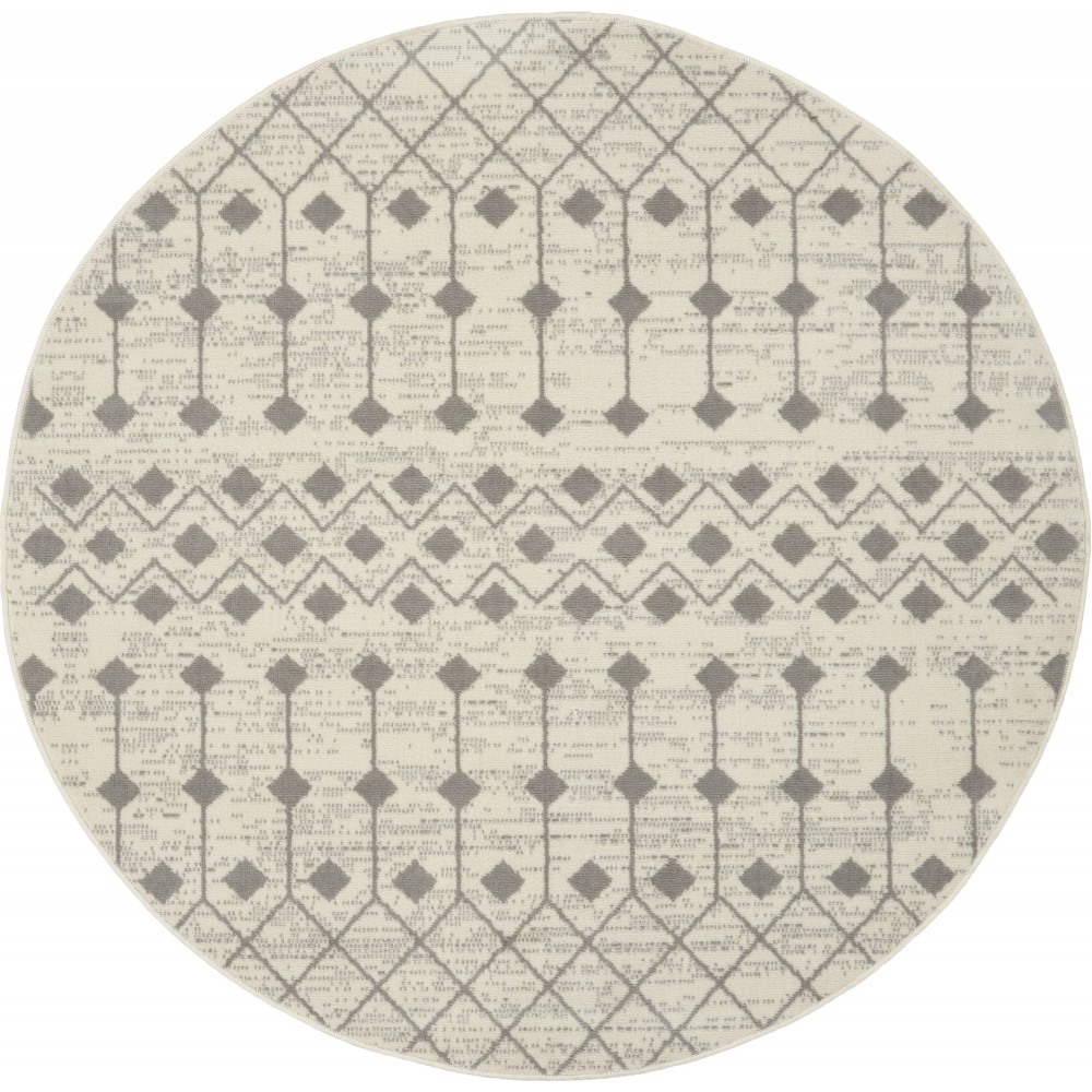 Nourison Grafix GRF37 Area Rug, Ivory/Grey, 5'3" x Round