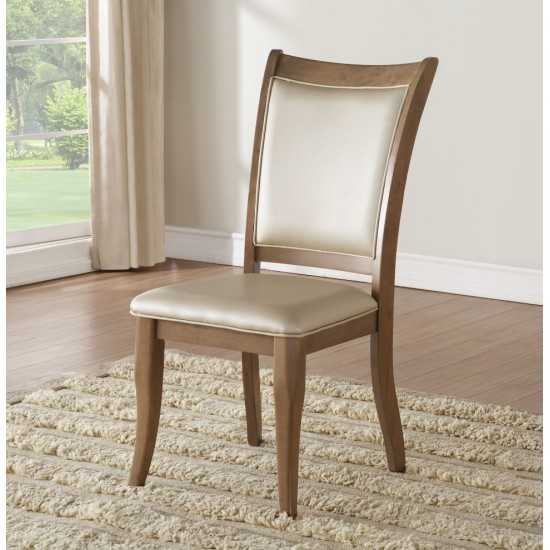 ACME Harald Side Chair (Set-2), Beige PU & Gray Oak