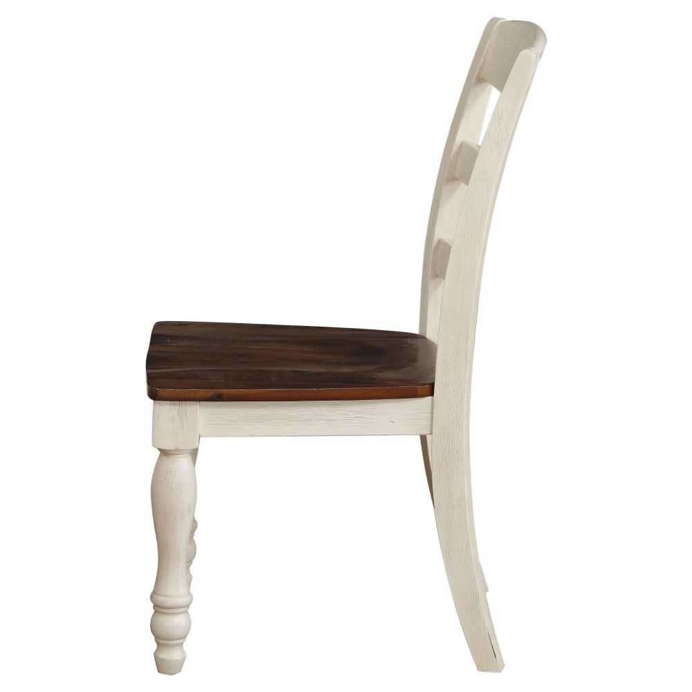 ACME Britta Side Chair (Set-2), Walnut & White Washed ACME Britta Side Chair (Set-2), Walnut & White Washed