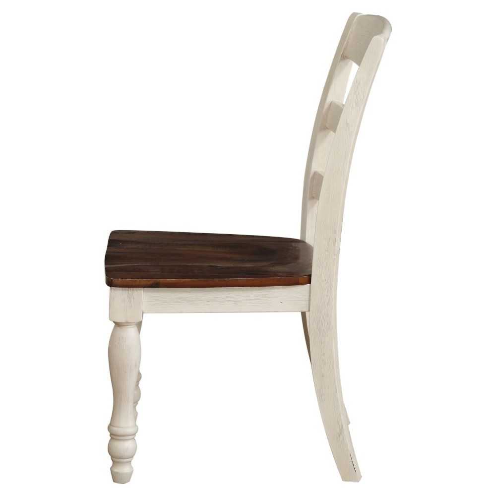 ACME Britta Side Chair (Set-2), Walnut & White Washed