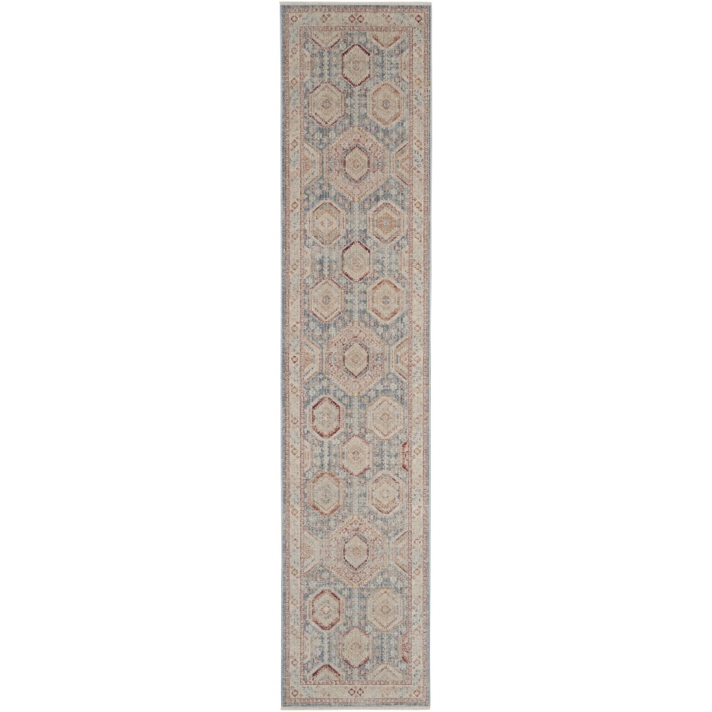 Nourison Homestead HMS01 Runner Rug, Light Blue/Multicolor, 2'7" x 12'