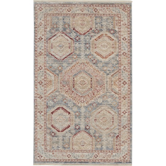 Nourison Homestead HMS01 Area Rug, Light Blue/Multicolor, 3' x 5'