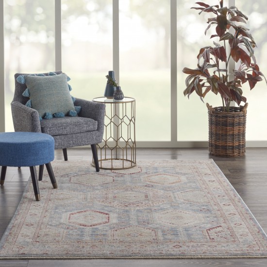 Nourison Homestead HMS01 Area Rug, Light Blue/Multicolor, 5'3" x 7'8"