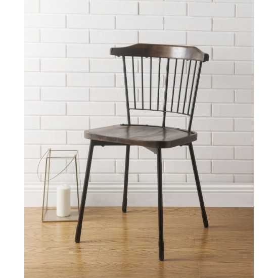 ACME Orien Side Chair (Set-2), Black & Brown Oak