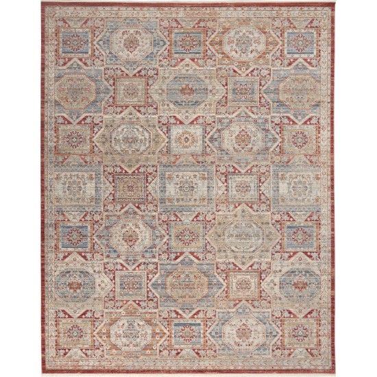 Nourison Homestead HMS02 Area Rug, Blue/Brick, 7'10" x 10'2"