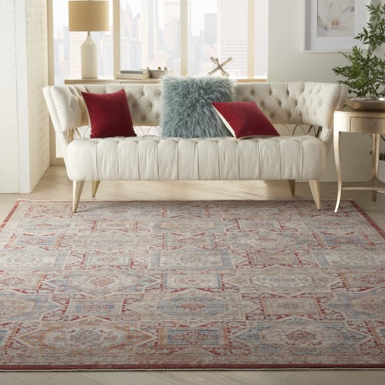 Nourison Homestead HMS02 Area Rug, Blue/Brick, 7'10" x 10'2"