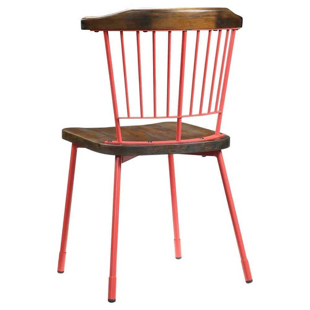 ACME Orien Side Chair (Set-2), Red & Brown Oak