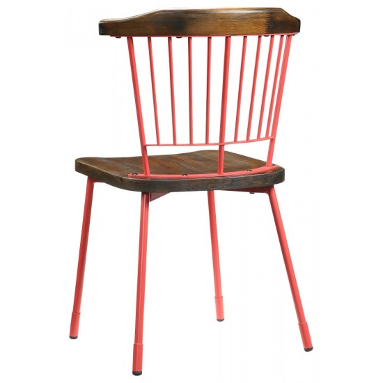 ACME Orien Side Chair (Set-2), Red & Brown Oak