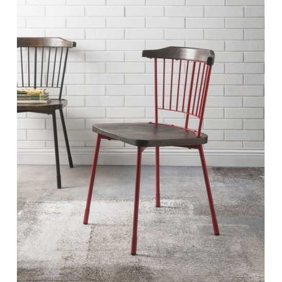 ACME Orien Side Chair (Set-2), Red & Brown Oak