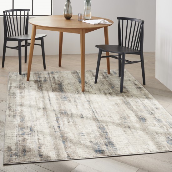 Calvin Klein CK022 Infinity IFN02 Area Rug, Ivory/Grey/Blue, 5'3" x 7'3"