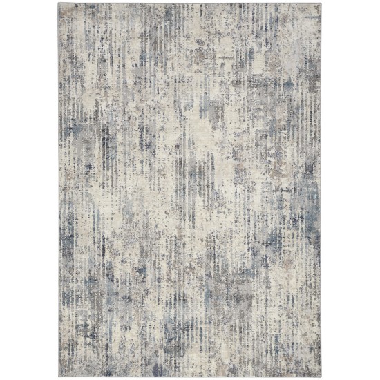 Calvin Klein CK022 Infinity IFN04 Area Rug, Ivory/Grey/Blue, 5'3" x 7'3"