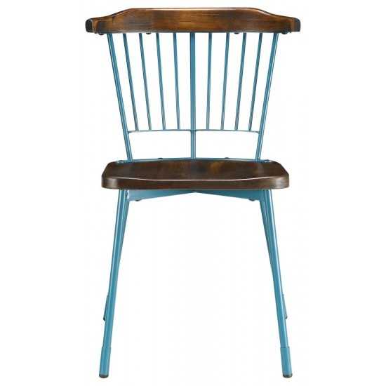 ACME Orien Side Chair (Set-2), Teal & Brown Oak